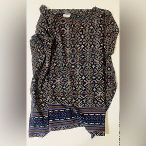 Teenflo Navy and Cream Patterned Dress